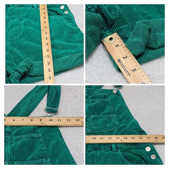 Free People We The Free Ziggy Cord Shortall Emerald Green Corduroy Overalls L - Picture 6 of 9